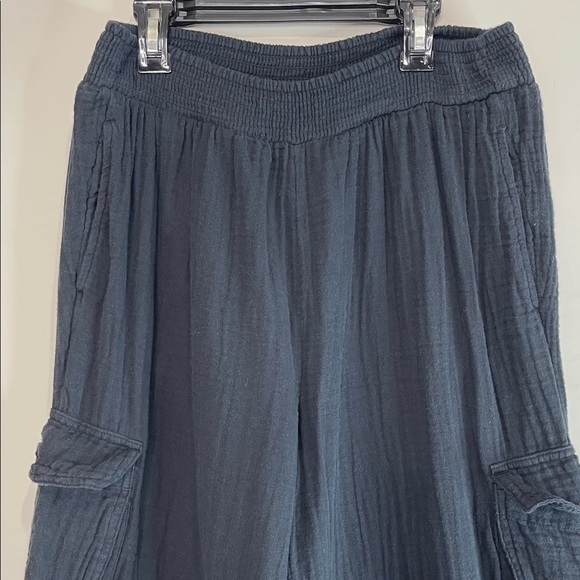 Aerie Black Gauzy High Waisted Cargo Pants Wide-Leg Size M - Picture 3 of 12